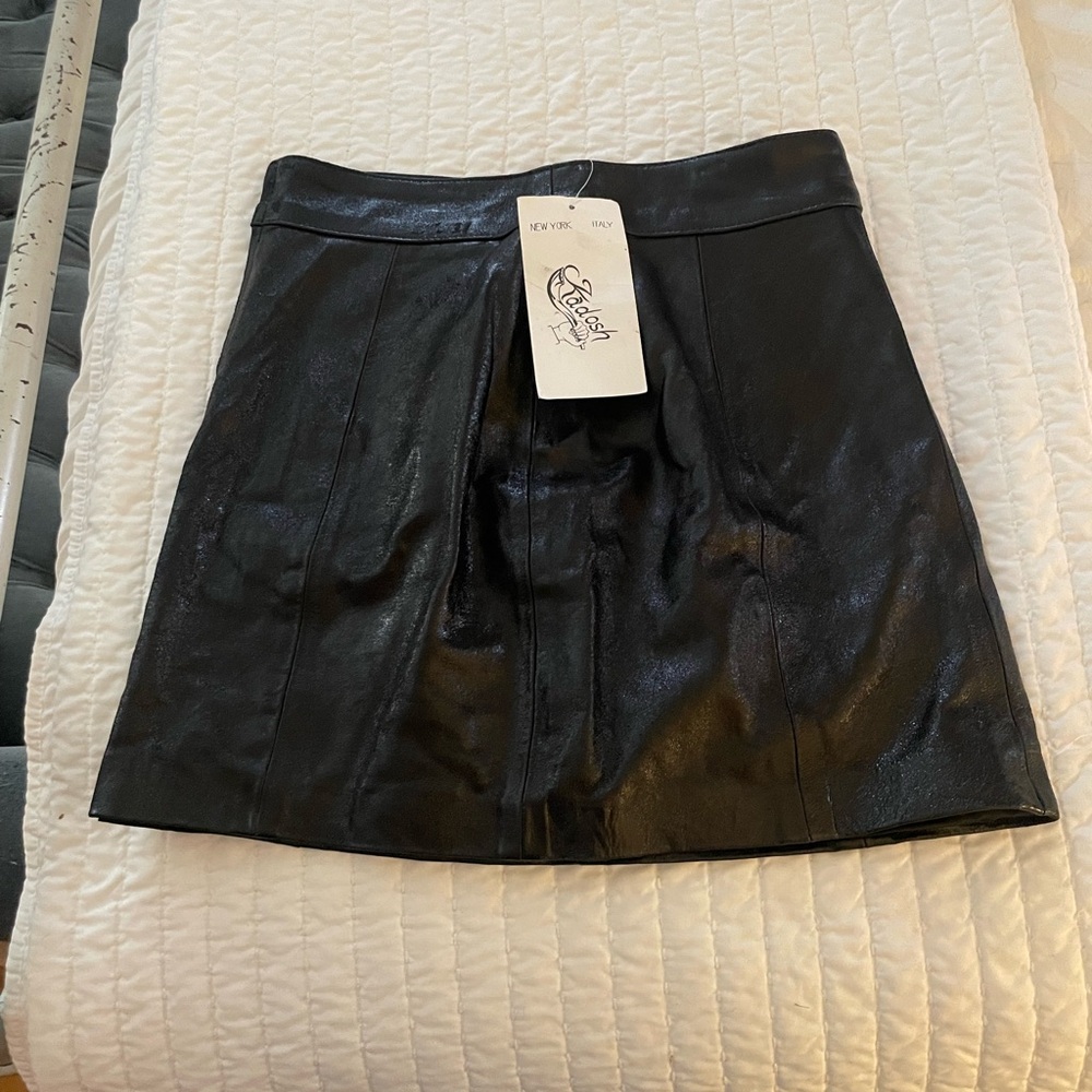 Kadosh New York Italy Vintage Black Leather Mini Skirt New With Tags.